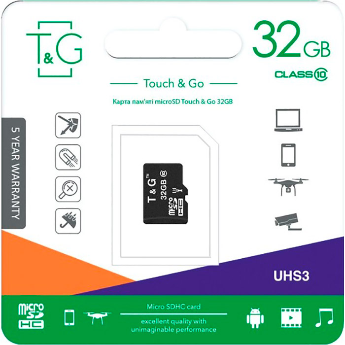 Карта пам'яті T&G microSDHC 32GB UHS-I U3 Class 10 (TG-32GBSD10U3-00)