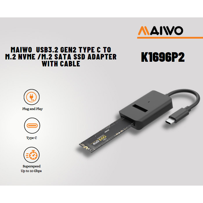 Адаптер MAIWO K1696P2 NVMe/SATA M.2 SSD to USB 3.2