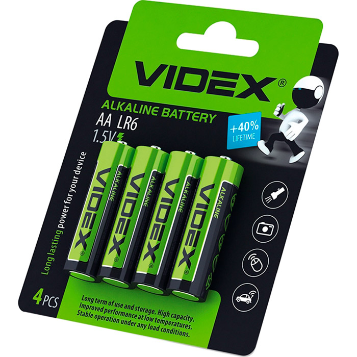 Батарейка VIDEX Alkaline AA 4шт/уп (21163)