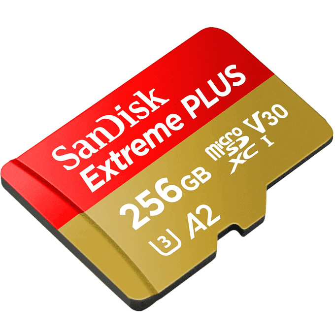 Карта памяти SANDISK microSDXC Extreme Plus 256GB UHS-I U3 V30 A2 Class 10 + SD-adapter (SDSQXBD-256G-GN6MA)