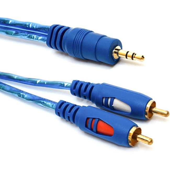 Кабель mini-jack 3.5 мм - 2RCA 3м Blue (S0663)