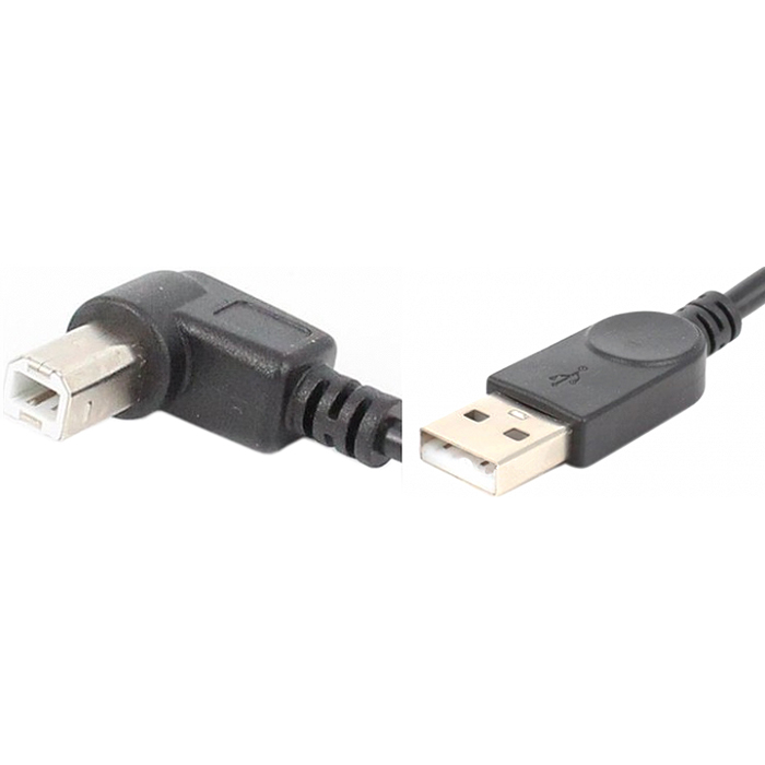 Кабель USB AM/BM 90° Right 1м Black (S0672)