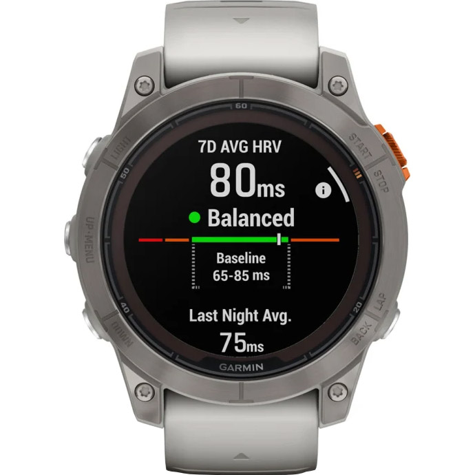 Смарт-часы GARMIN Fenix 7 Pro Sapphire Solar 47mm Titanium with Fog Gray/Ember Orange Band (010-02777-21)