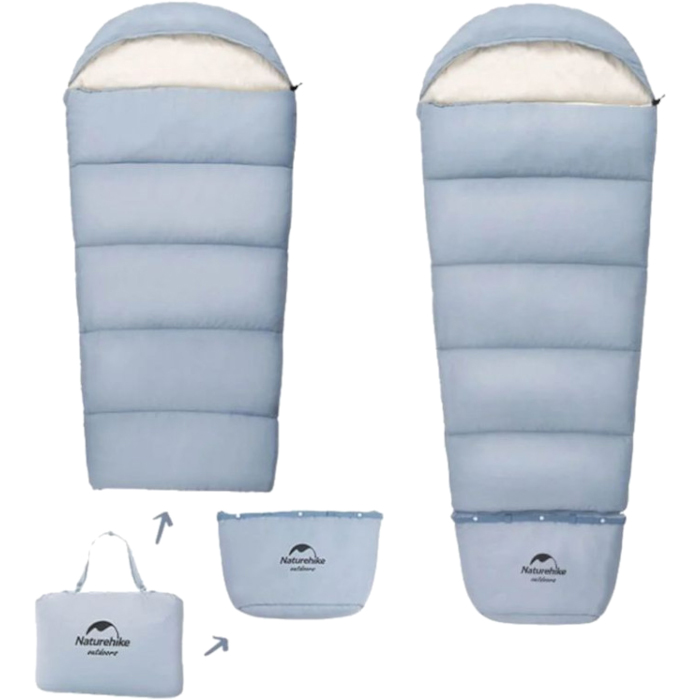 Детский спальный мешок NATUREHIKE C300 +1°C Blue Right (6927595774649)