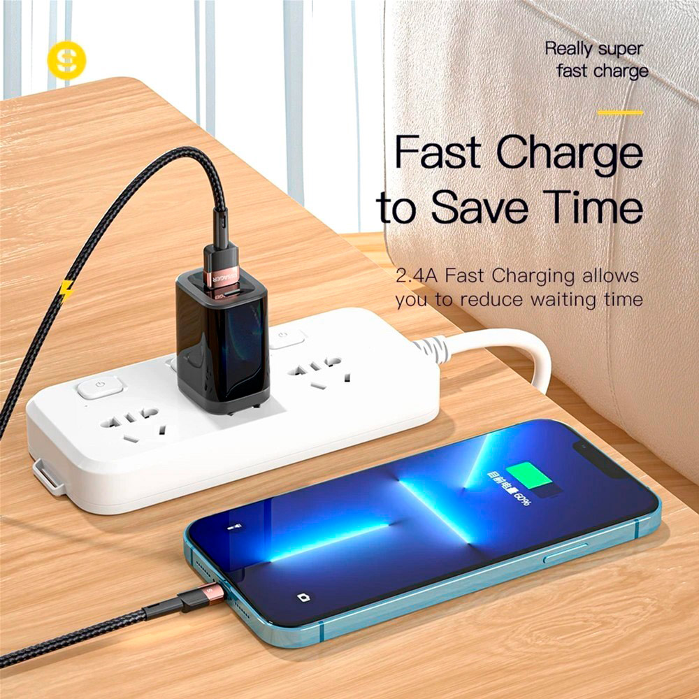 Кабель ESSAGER Star Fast Charging Data Cable 2.4A USB-A to Lightning 2м Blue (EXCL-XCA03)