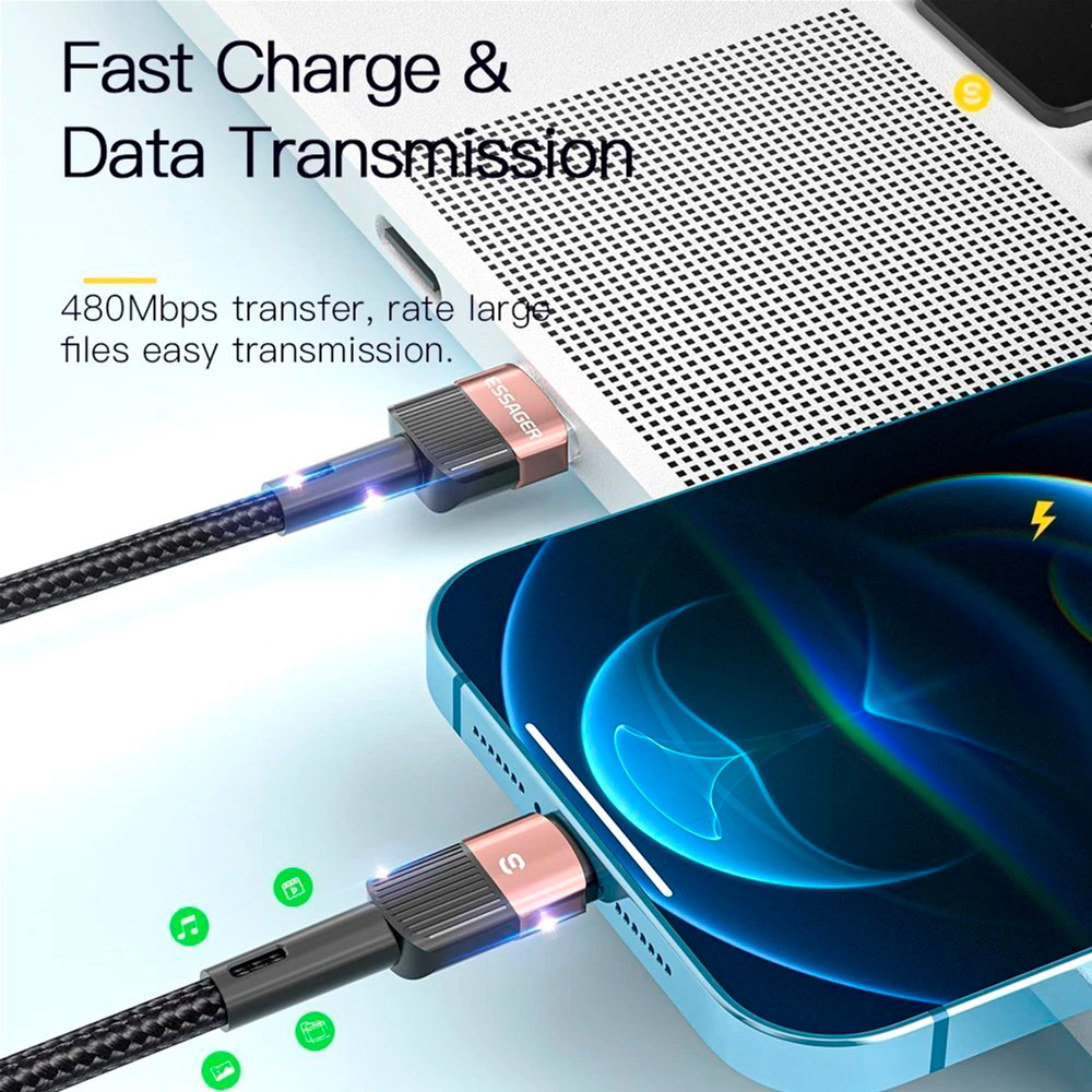 Кабель ESSAGER Star Fast Charging Data Cable 2.4A USB-A to Lightning 2м Blue (EXCL-XCA03)