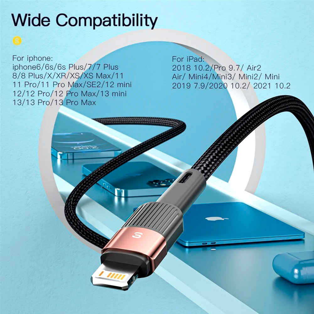 Кабель ESSAGER Star Fast Charging Data Cable 2.4A USB-A to Lightning 2м Blue (EXCL-XCA03)