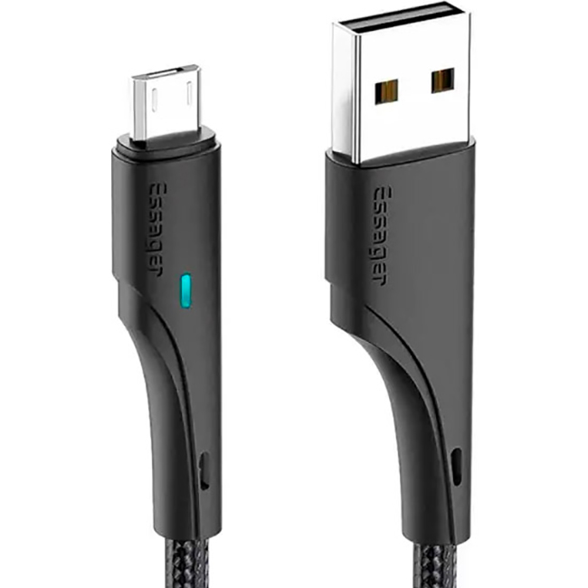 Кабель ESSAGER Rousseau Fast Charging Cable 2.4A USB-A to Micro-USB 2м Black (EXCM-LSA01)