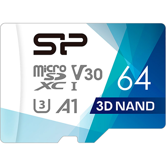 Карта памяти SILICON POWER microSDXC Superior Pro Colorful 64GB UHS-I U3 V30 A1 Class 10 + SD-adapter (SP064GBSTXDU3V20AB)