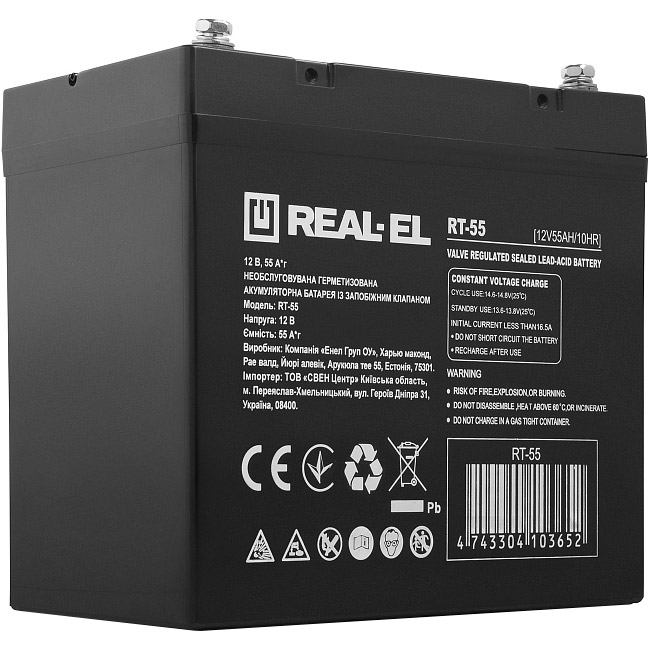 Аккумуляторная батарея REAL-EL 12V 55AH (12В, 55Ач)