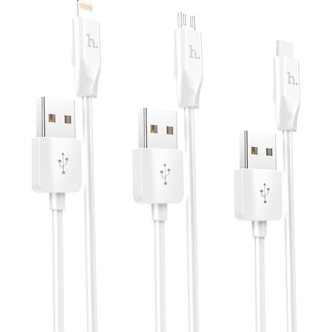 Кабель HOCO X1 Rapid 3-in-1 USB-A to Lightning/Type-C/Micro-USB 1м White