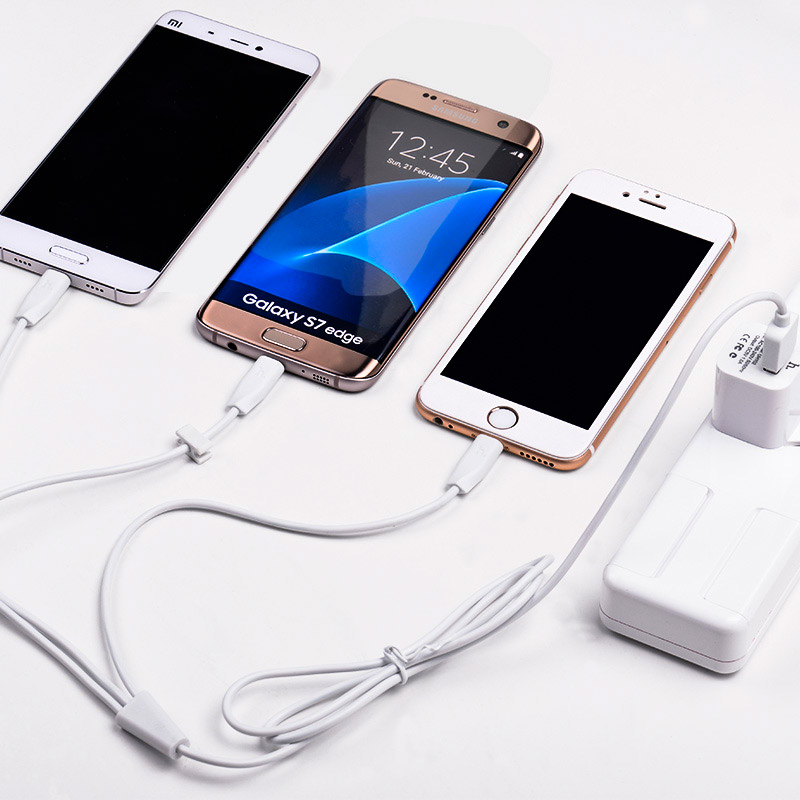Кабель HOCO X1 Rapid 3-in-1 USB-A to Lightning/Type-C/Micro-USB 1м White