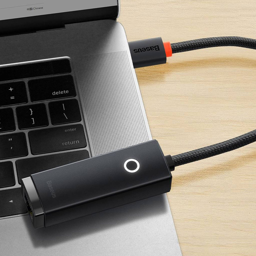 Мережевий адаптер BASEUS Lite Series Type-C to RJ45 Gigabit LAN Adapter Black (WKQX000301)
