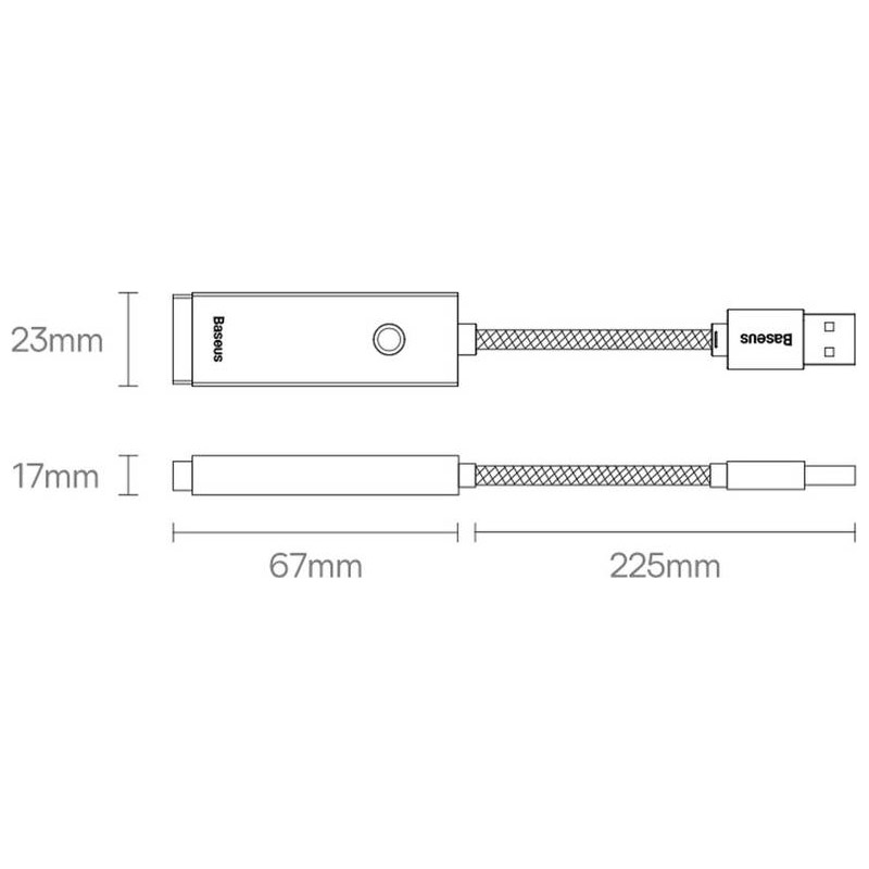 Мережевий адаптер BASEUS Lite Series Type-C to RJ45 Gigabit LAN Adapter Black (WKQX000301)