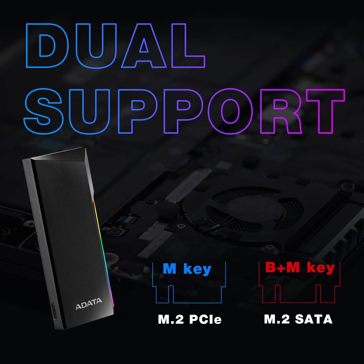 Карман внешний ADATA EC700G NVMe SATA M.2 SSD to USB3.2 (AEC700GU32G2-CGY)