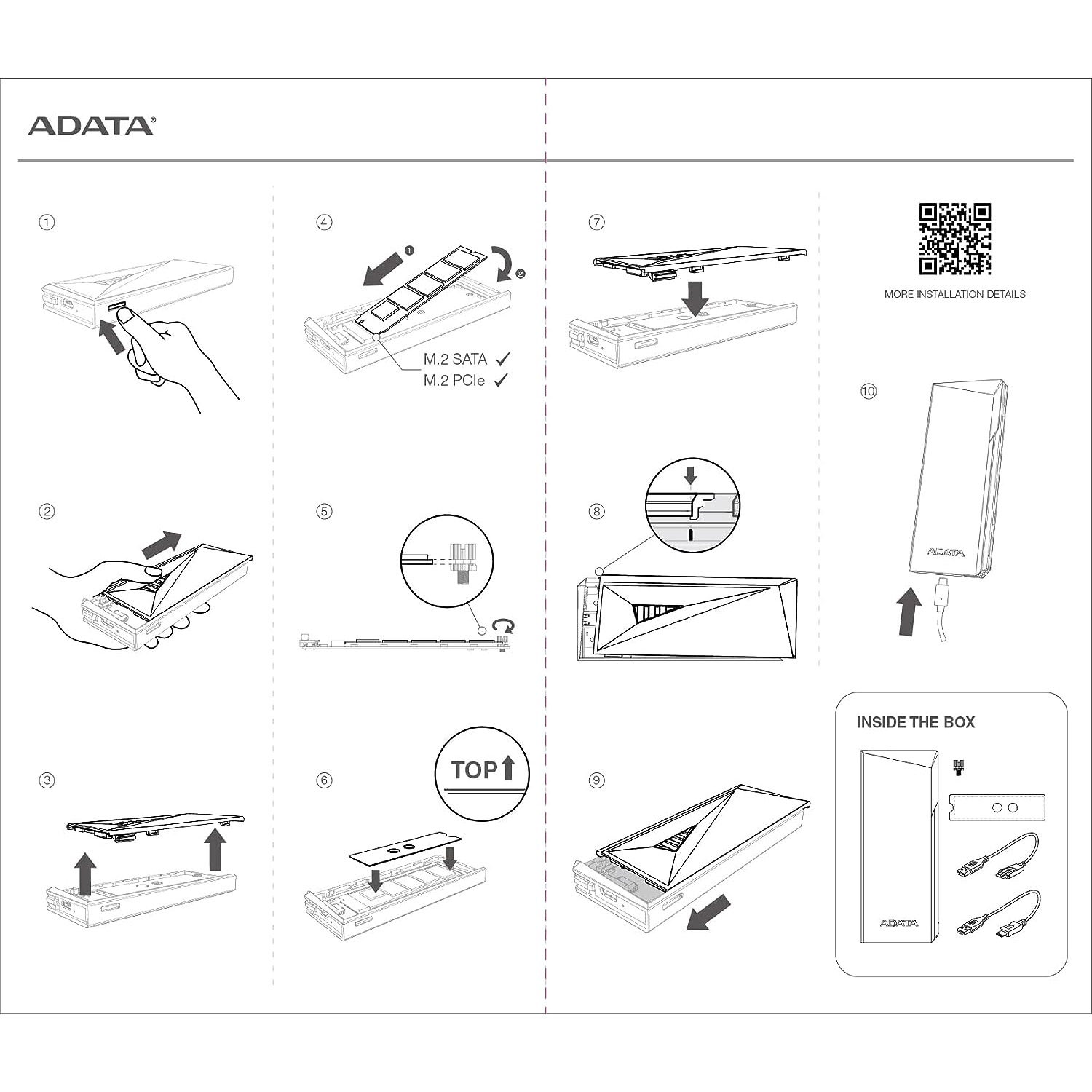 Карман внешний ADATA EC700G NVMe SATA M.2 SSD to USB3.2 (AEC700GU32G2-CGY)