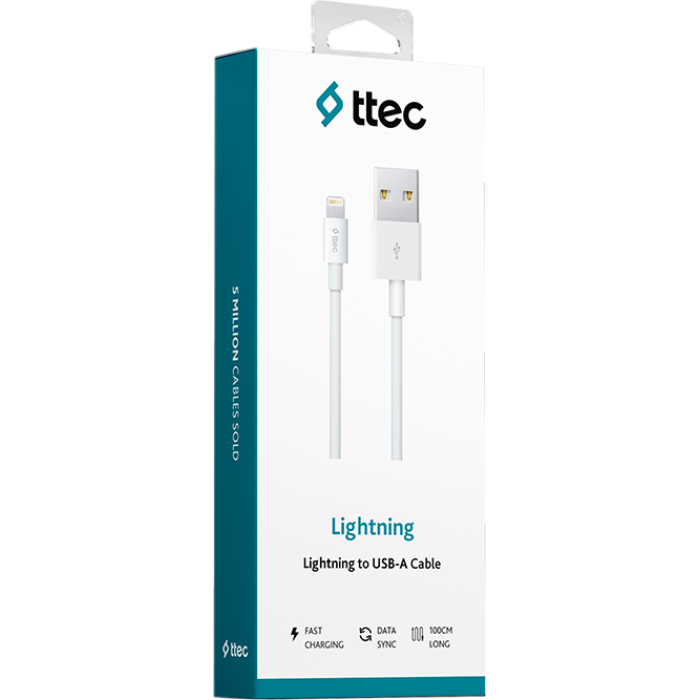 Кабель TTEC 2DK7508 USB2.0 AM/Apple Lightning 1м White (2DK7508B)