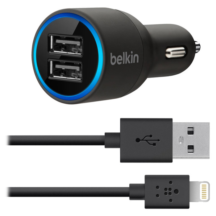Автомобильное зарядное устройство BELKIN Micro Charger + ChargeSync Apple Lightning (F8J071BT04-BLK)
