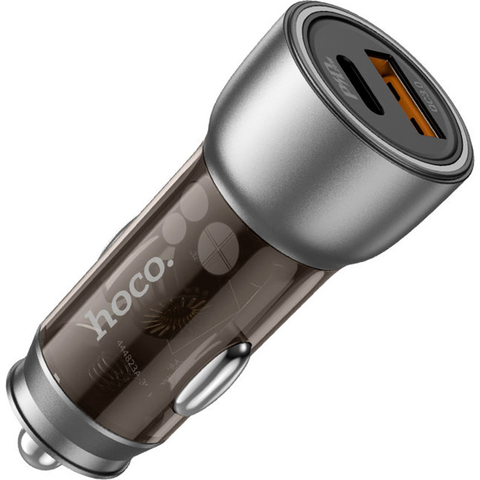 Автомобільний зарядний пристрій HOCO NZ8 Sprinter 1xUSB-A, 2xUSB-C, PD25W, QC3.0 Brown w/Type-C to Lightning cable