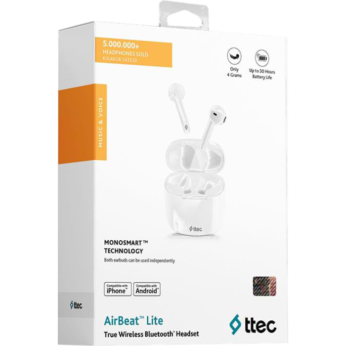 Навушники TTEC AirBeat Lite White