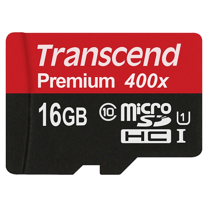 Карта памяти TRANSCEND microSDHC Premium 16GB UHS-I Class 10 + SD-adapter (TS16GUSDU1)