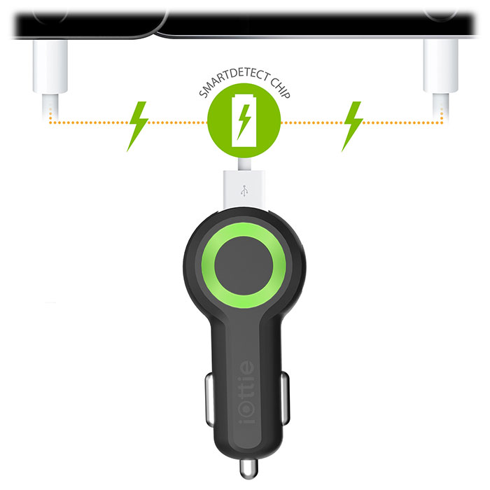 Автомобільний зарядний пристрій IOTTIE RapidVOLT Max Dual Port USB Car Charger Black (CHCRIO104BK)