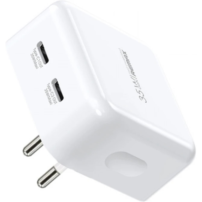 Зарядний пристрій REMAX RP-U87 GaN 35W 2xUSB-C PD, QC White