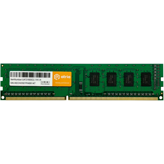 Модуль пам'яті ATRIA DDR3 1600MHz 4GB (UAT31600CL11K1/4)