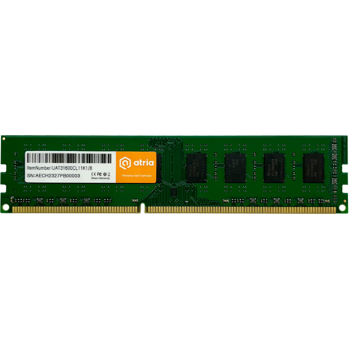 Модуль памяти ATRIA DDR3 1600MHz 8GB (UAT31600CL11K1/8)