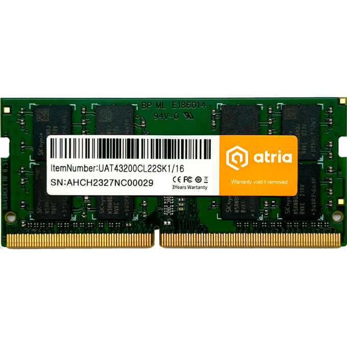 Модуль памяти ATRIA SO-DIMM DDR4 3200MHz 16GB (UAT43200CL22SK1/16)