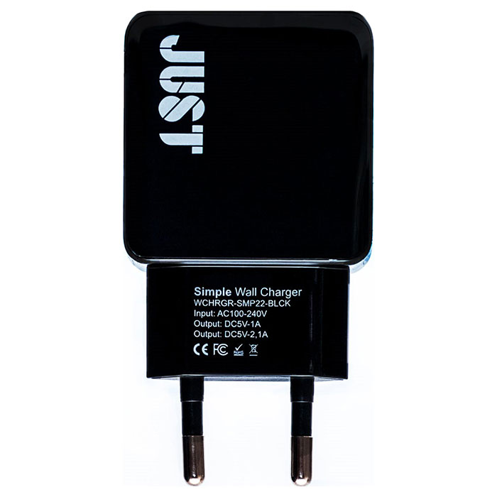 Зарядний пристрій JUST Simple Dual USB Wall Charger Black (WCHRGR-SMP22-BLCK)