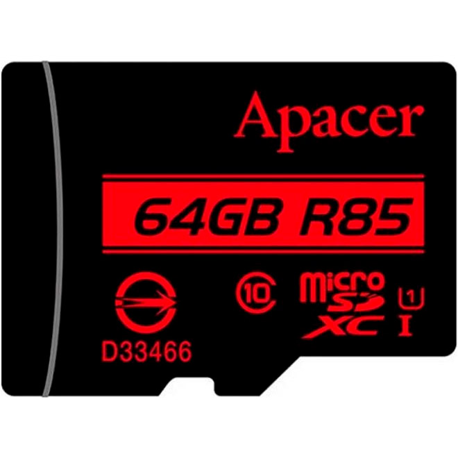 Карта памяти APACER microSDXC 64GB UHS-I Class 10 + SD-adapter (AP64GMCSX10U5-RA)