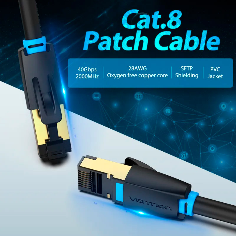 Патч-корд VENTION SSTP Cat.8 CU 15м Black (IKABN)