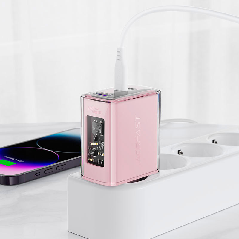Зарядное устройство ACEFAST A45 Fast Charge Wall Charger GaN PD65W (2xUSB-C+1xUSB-A) Cherry Blossom