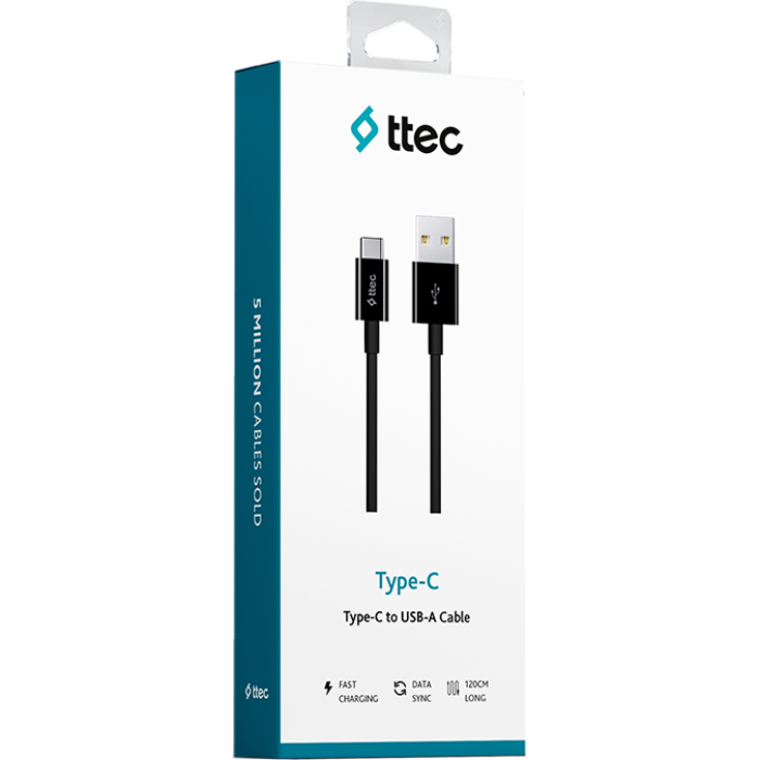 Кабель TTEC 2DK12 USB2.0 AM/Type-C 1.2м Black (2DK12S)