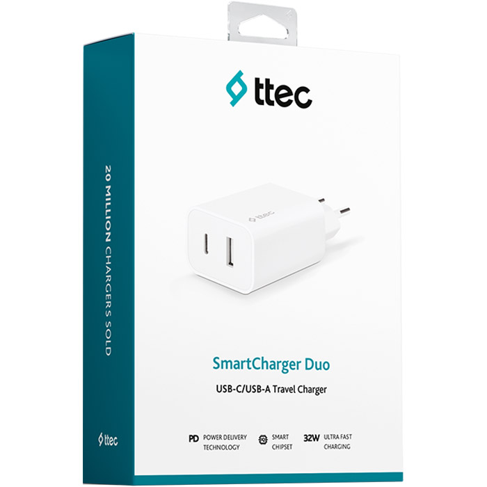 Зарядний пристрій TTEC SmartCharger Duo PD White (2SCS24B)