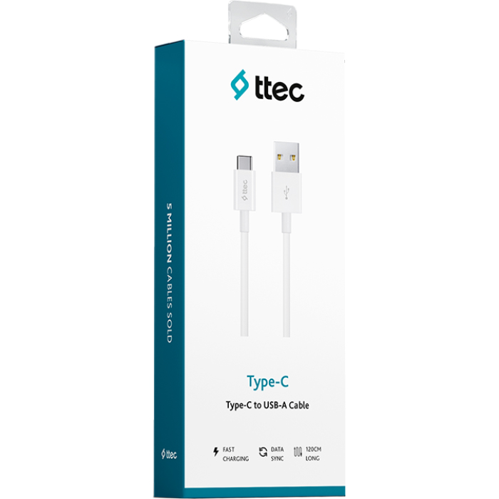 Кабель TTEC 2DK12 USB 2.0 AM/Type-C 1.2м White (2DK12B)