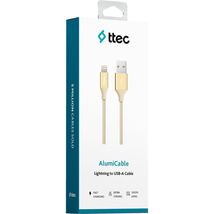 Кабель TTEC 2DK16 AlumiCable USB2.0 AM/Lightning 1.2м Gold (2DK16A)