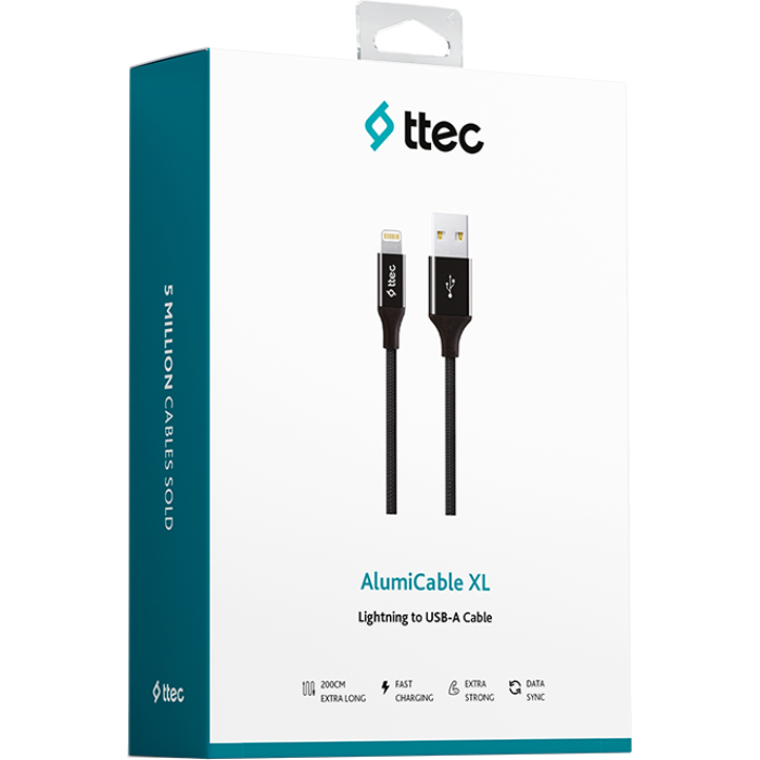 Кабель TTEC 2DK19 AlumiCable XL USB2.0 AM/Lightning 2м Black (2DK19S)