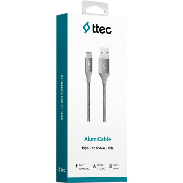 Кабель TTEC 2DK18 AlumiCable USB2.0 AM/Type-C 1.2м Space Gray (2DK18UG)