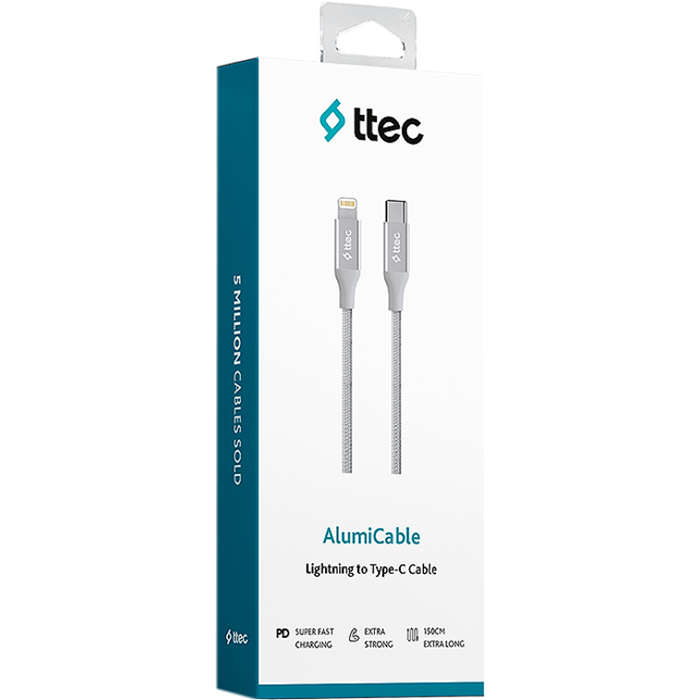 Кабель TTEC 2DK41 AlumiCable Type-C/Lightning 1.5м Silver (2DK41G)