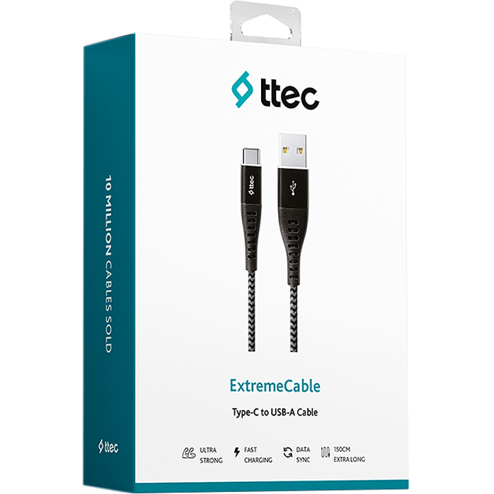 Кабель TTEC 2DKX02 ExtremeCable USB-A/Type-C 1.5м Black (2DKX02CS)