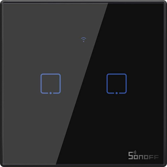 Розумний вимикач SONOFF Smart Wall Touch Switch 2-button Black (T3EU2C-TX)