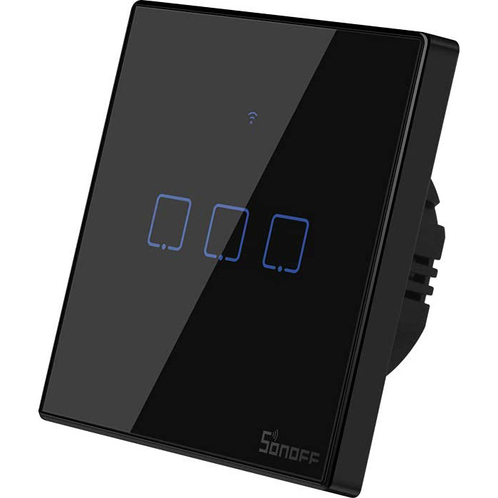 Умный выключатель SONOFF Smart Wall Touch Switch 3-button Black (T3EU3C-TX)