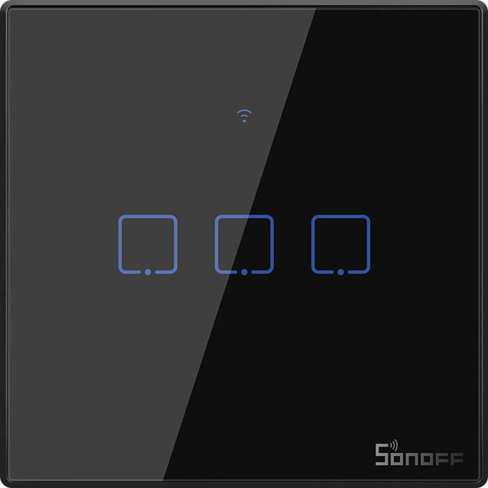 Розумний вимикач SONOFF Smart Wall Touch Switch 3-button Black (T3EU3C-TX)