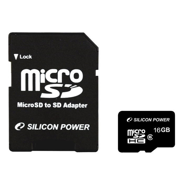 Карта пам'яті SILICON POWER microSDHC 16GB Class 6 + SD-adapter (SP016GBSTH006V10)