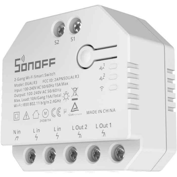 Умный Wi-Fi переключатель (реле) SONOFF Dual R3 2-gang Wi-Fi Smart Switch (DUALR3)