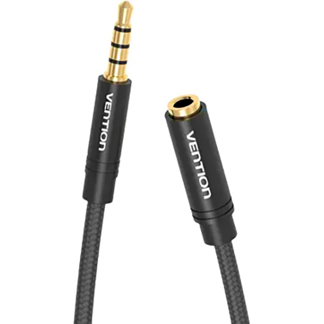 Кабель-подовжувач VENTION 3.5mm Audio Extension Cable mini-jack 3.5 мм 1.5м Black (BHBBG)