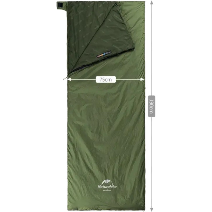 Спальник-ковдра NATUREHIKE Ultralight LW180 XL +8°C Green Right (6927595777961-R)