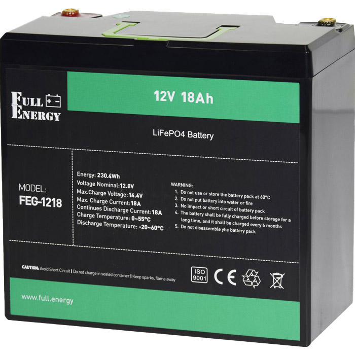 Аккумуляторная батарея FULL ENERGY LiFePO4 FEG-1218 (12В, 18Ач)